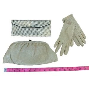 Vintage Gold and Silver Clutch and Glove Set